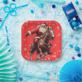 サンタオンホースクリスマスプレート ペーパープレート (パーティー)