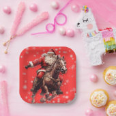 サンタオンホースクリスマスプレート ペーパープレート (パーティー)