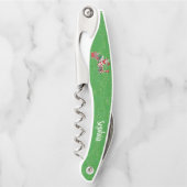 サンタオンレッドトレインキャンディホイールグリーン金ゴールドの斑点 ソムリエナイフ (正面)