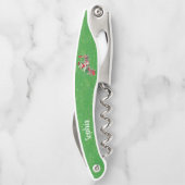 サンタオンレッドトレインキャンディホイールグリーン金ゴールドの斑点 ソムリエナイフ (裏面)