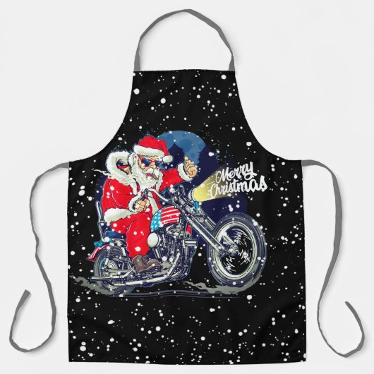 サンタオートバイクリスマスバイクもしくは自転車に乗る人 エプロン (正面)