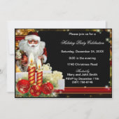 サンタオーナメントキャンドルクリスマスパーティの招待状 招待状 (正面)