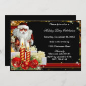 サンタオーナメントキャンドルクリスマスパーティの招待状 招待状 (正面/裏面)