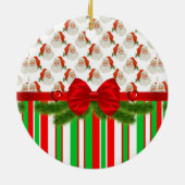 サンタオーナメントクリスマスサークルストライプ セラミックオーナメント (裏面)