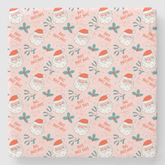 サンタオールオーバープリントうれしそうなグリーティングコレクション ストーンコースター (正面)