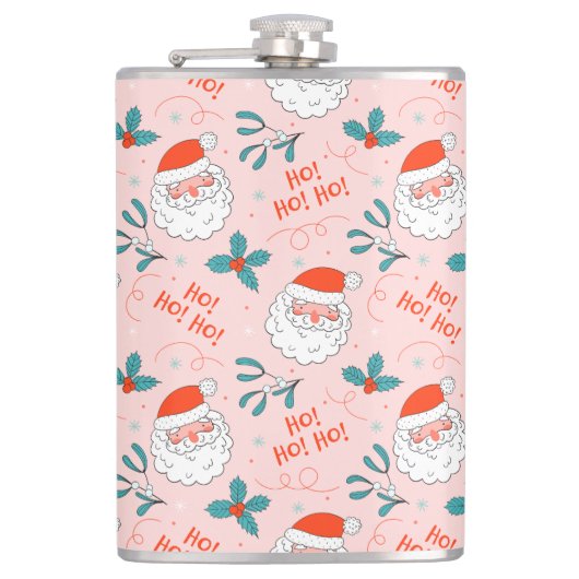 サンタオールオーバープリントうれしそうなグリーティングコレクション フラスク (正面)
