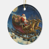 サンタオ飛んでいるーバースノーヴィレッジクリスマスオーナメント セラミックオーナメント (左)