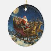 サンタオ飛んでいるーバースノーヴィレッジクリスマスオーナメント セラミックオーナメント (左)