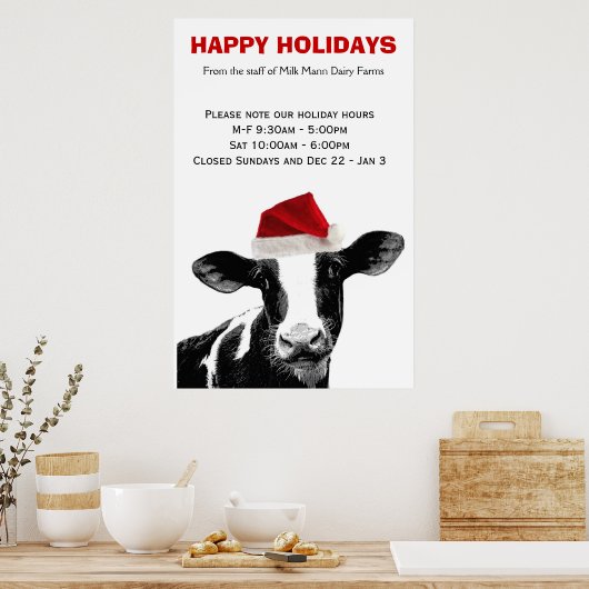 サンタカウハッピーホリデーズデイリーファームストア時間 ポスター (キッチン)