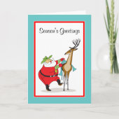 サンタカウボーイおよびトナカイの休日の挨拶状 シーズンカード (正面)