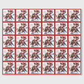 サンタカウボーイブルライダーウェスタンロデオクリスマス ラッピングペーパー (フラット)