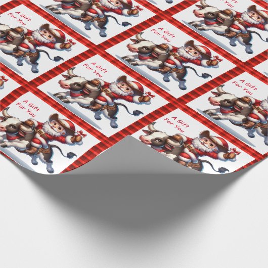 サンタカウボーイブルライダーウェスタンロデオクリスマス ラッピングペーパー (角)