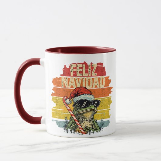 サンタカエル Feliz Navidad マグカップ - ビンテージサンセット (左)