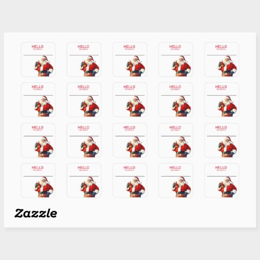 サンタカクテルパーティービール名タグバッジクリスマス スクエアシール (シート)