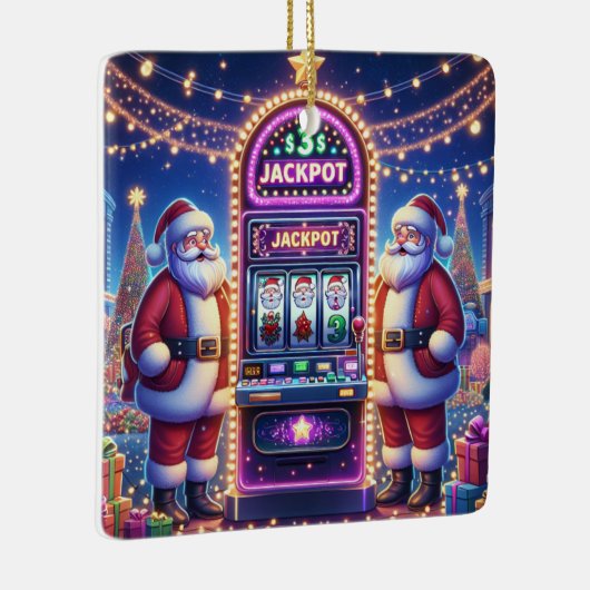 サンタカジノスロットマシンのクリスマス セラミックオーナメント (右)