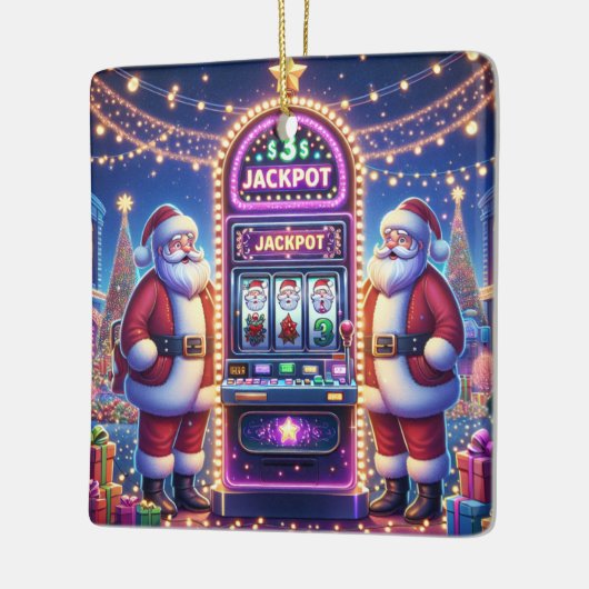 サンタカジノスロットマシンのクリスマス セラミックオーナメント (左)