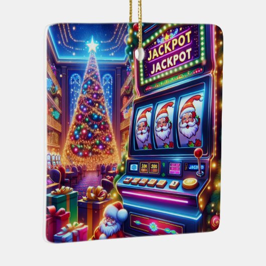 サンタカジノスロットマシンのクリスマス セラミックオーナメント (右)
