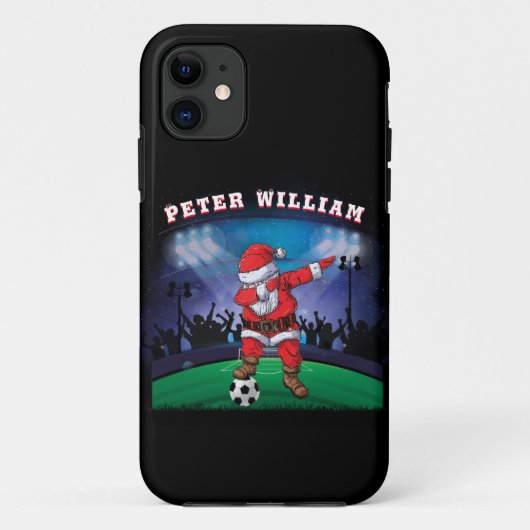 サンタカスタマイズクリスマス・サッカー Case-Mate iPhoneケース (裏面)