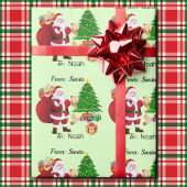サンタカスタムキュートなラッピング紙の子どもの名前 ラッピングペーパー