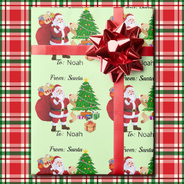 サンタカスタムキュートなラッピング紙の子どもの名前 ラッピングペーパー
