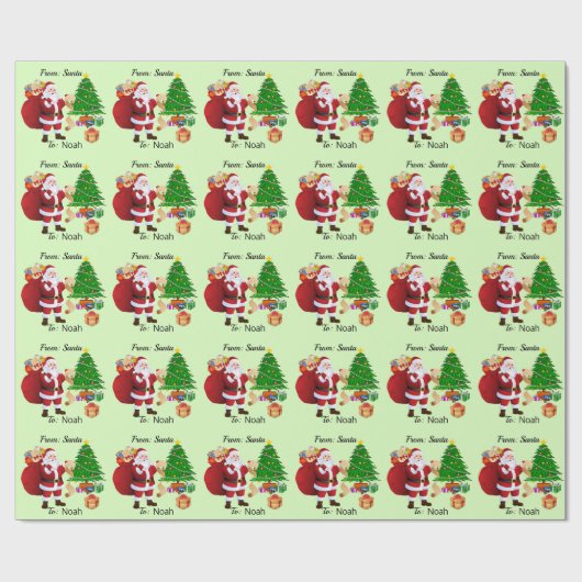 サンタカスタムキュートなラッピング紙の子どもの名前 ラッピングペーパー (フラット)