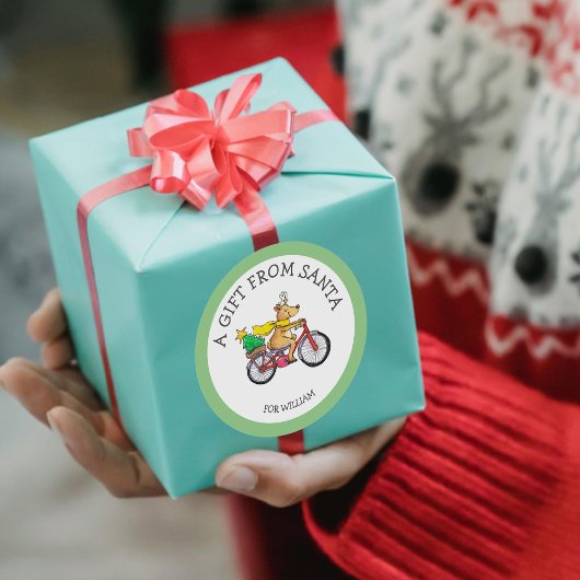 サンタカスタムステッカーからの贈り物子供へ ラウンドシール