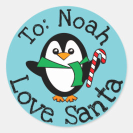 サンタカスタムステッカーペンギンからのクリスマスプレゼント ラウンドシール