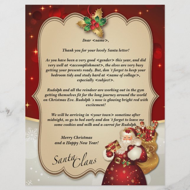 サンタカスタムーからのヴィンテージクリスマスレッドの手紙… (正面)