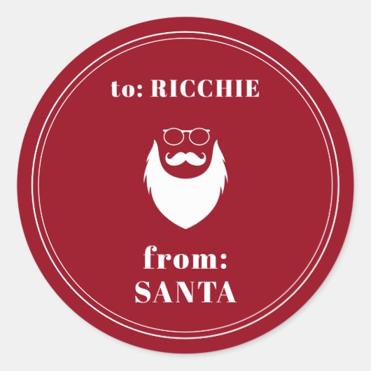 サンタカスタムー・キッドの名前クリスマスプレゼントから ラウンドシール (正面)