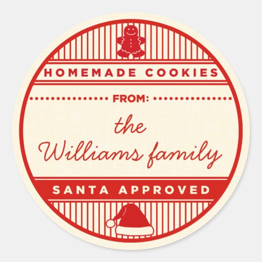 サンタカスタム承認された自家製クッキーのステッカー ラウンドシール (正面)