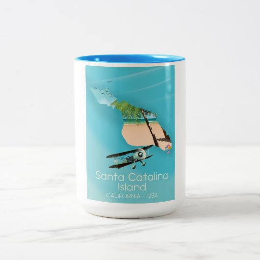 サンタカタリナアイランドカリフォルニアUSA ツートーンマグカップ (中央)