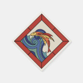 サンタカタリナアイランドヴィンテージ飛んでいるフィッシュタイル スタンダードカクテルナプキン (角)