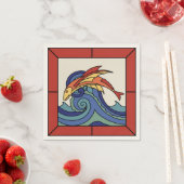 サンタカタリナアイランドヴィンテージ飛んでいるフィッシュタイル スタンダードカクテルナプキン (インサイチュ)