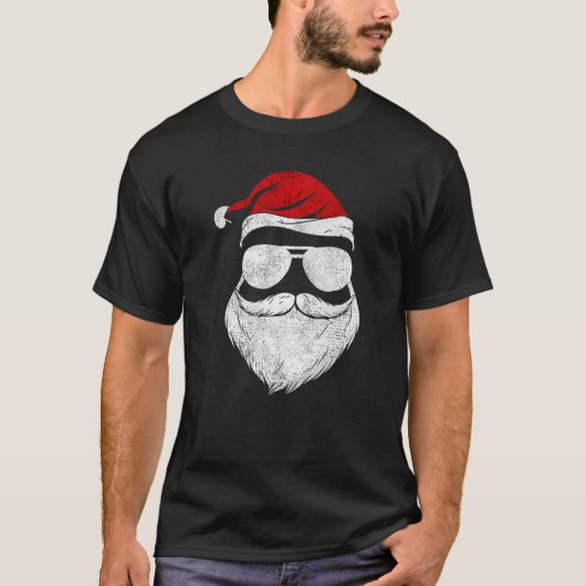 サンタカッコいい顔ヒゲひげサングラスChr Tシャツ (正面)
