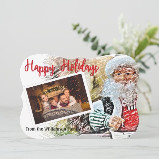 サンタカットのおめでファンシーとうお祝いの写真 シーズンカード (スタンド正面)