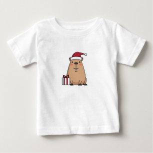 サンタカピバラホリデーおもしろい ベビーTシャツ