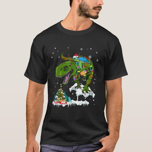 サンタカメ レックス トナカイ クリスマス ライト 愛 Tシャツ (正面)