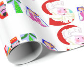 サンタカラフルクリスマスホリデーデコレーション ラッピングペーパー (ロールコーナー)