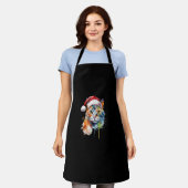 サンタカラフルハットの子ネコが醜いクリスマスを着る エプロン (着用した状態)