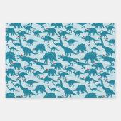 サンタカラフルハットの明るいフェスティバル恐竜 ラッピングペーパーシート (正面2)