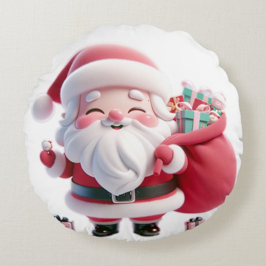 サンタカルス枕デザイン ラウンドクッション (正面)