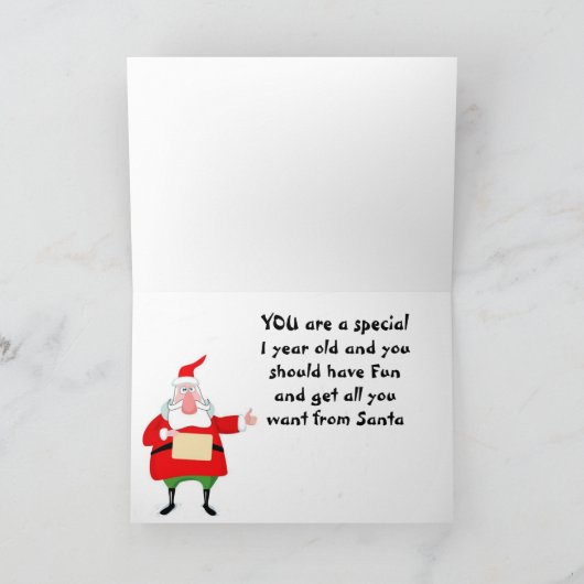 サンタカロラー付き「5年の古い」クリスマスカード カード (内部)