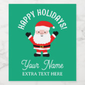 サンタカートゥーンとクリスマスワインボトルのラベル ワインラベル (シングルラベル)