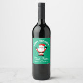 サンタカートゥーンとクリスマスワインボトルのラベル ワインラベル (正面)