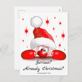 サンタカートゥーンキュートピーキングキャラクター©ブルーダークアート シーズンポストカード (正面/裏面)