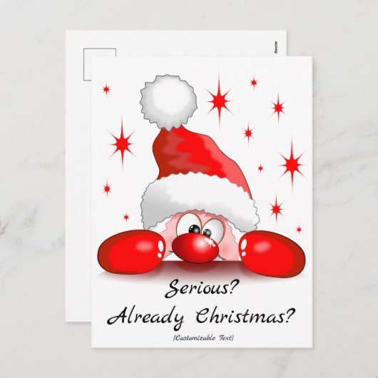 サンタカートゥーンキュートピーキングキャラクター©ブルーダークアート シーズンポストカード (正面/裏面)