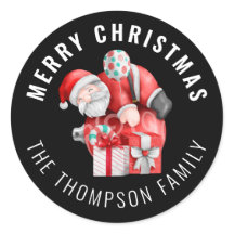 サンタカートゥーン名メリークリスマスブラック