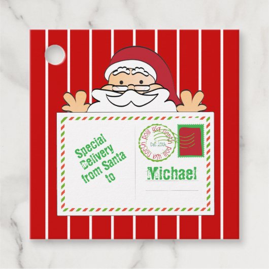 サンタカートゥー特産パーソナライズされた フェイバータグ (正面)