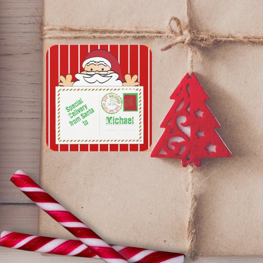 サンタカートーンから子ども向けの特別配達 スクエアシール