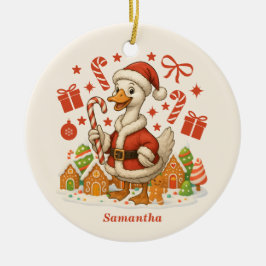 サンタガチョウ クリスマス ホリデー セラミックオーナメント